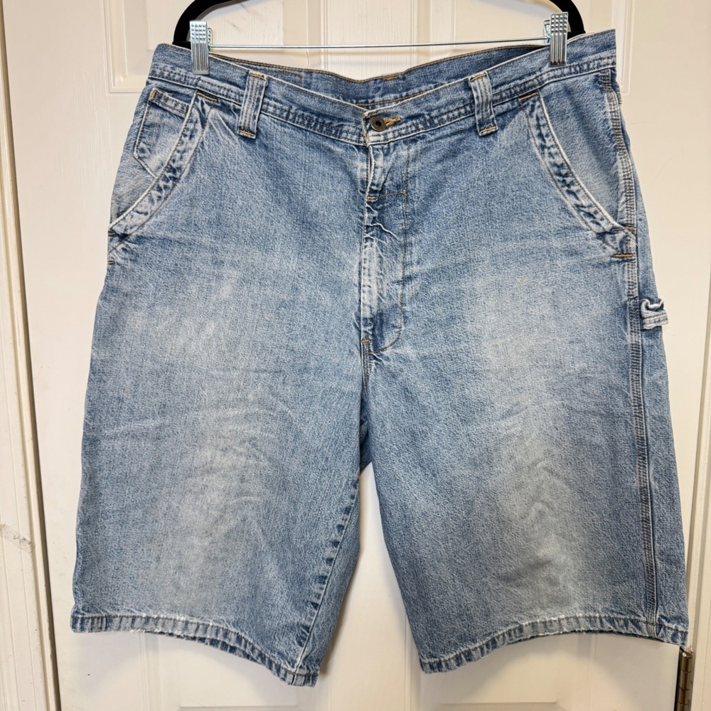 Ralph Lauren Polo Jeans Co Carpenter Denim Shorts 36 Blue Baggy Workwear Vtg Y2K